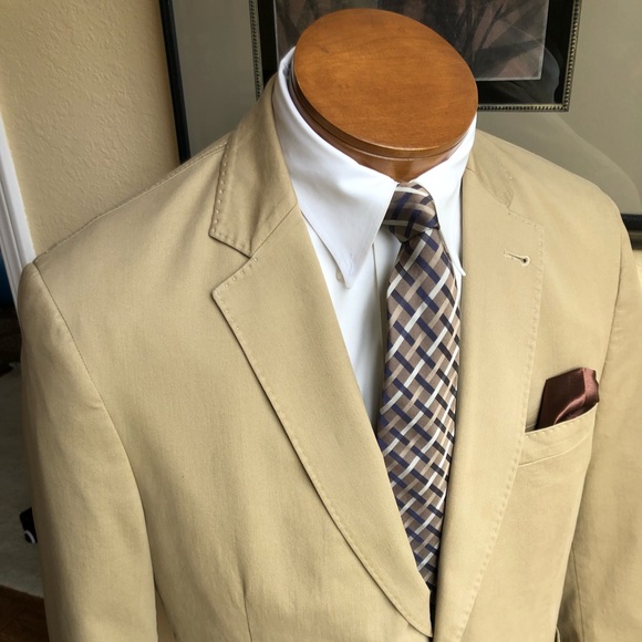 Kroon 2 Button Medium Weight Tan Cotton Jacket Size 40R - Picture 7 of 15